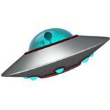 Blue and grey hue ufo emoji at a slight slant
