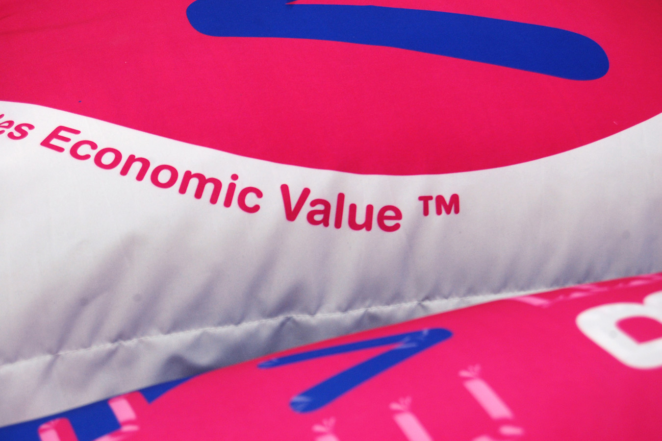 A close up of the BEV bean bags.