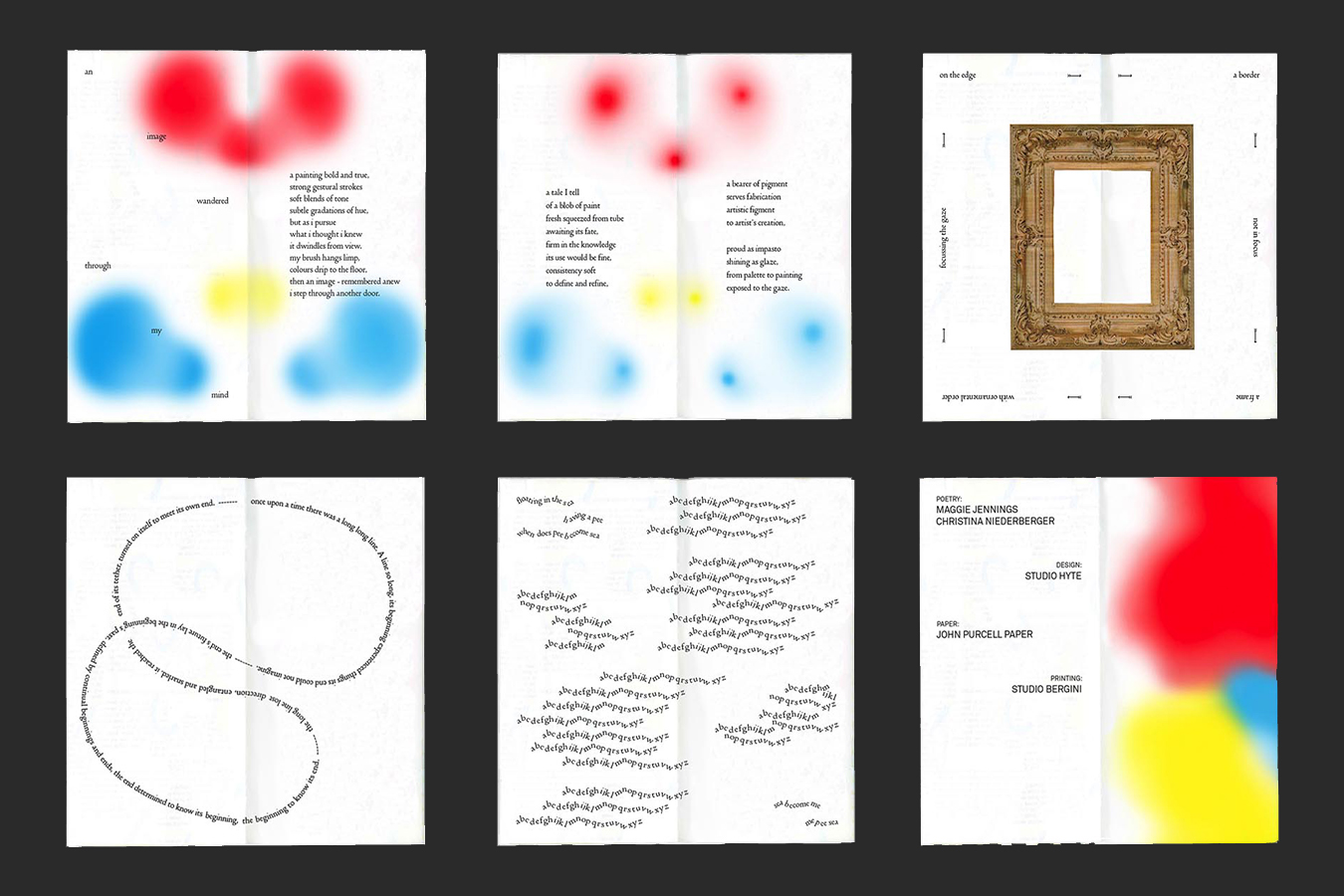 Six spreads of scans from the Studio Sink Poetry booklet