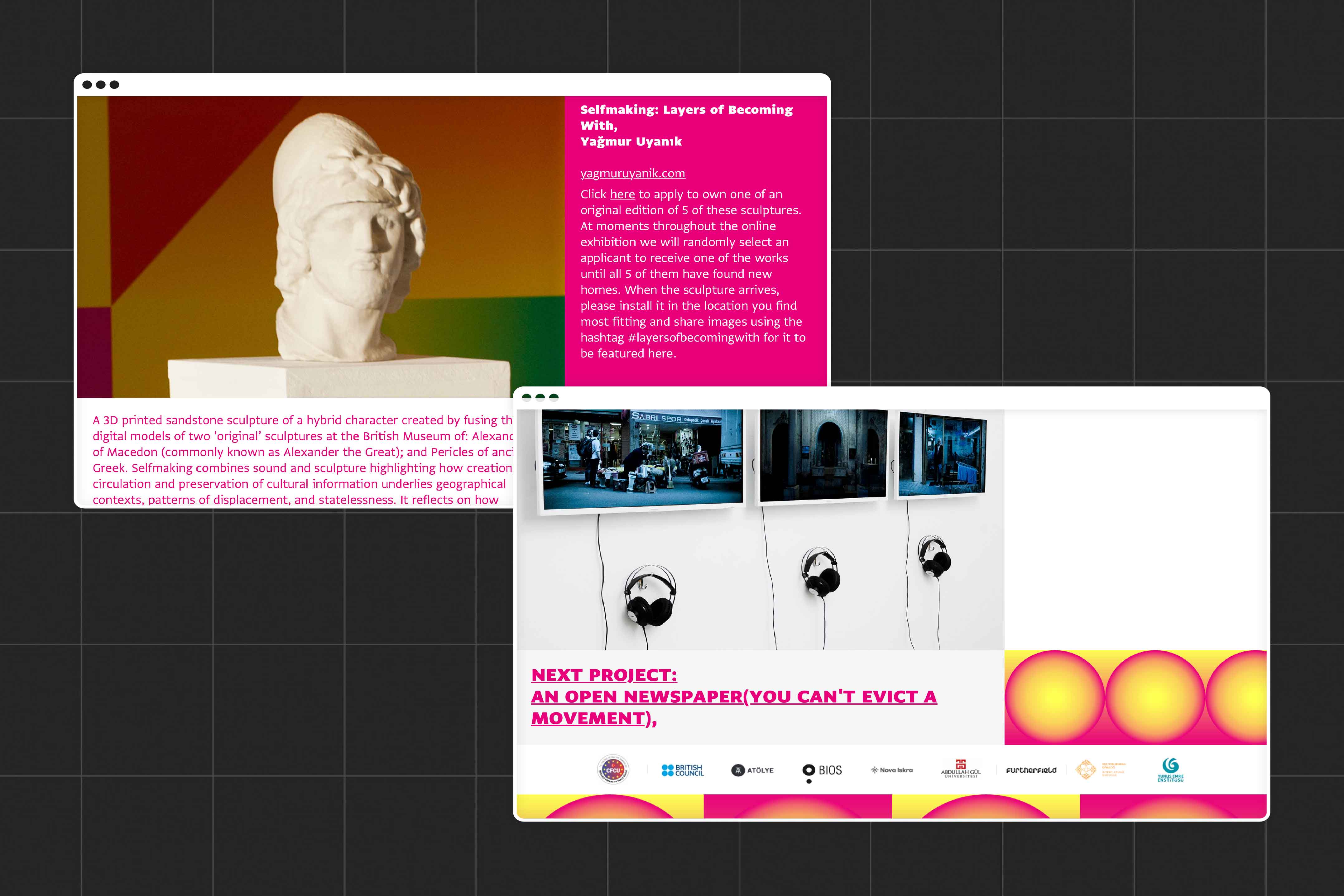 The project pages themselves have a dedicated space on the website, utilising the colours and typography chosen as part of the visual identity.